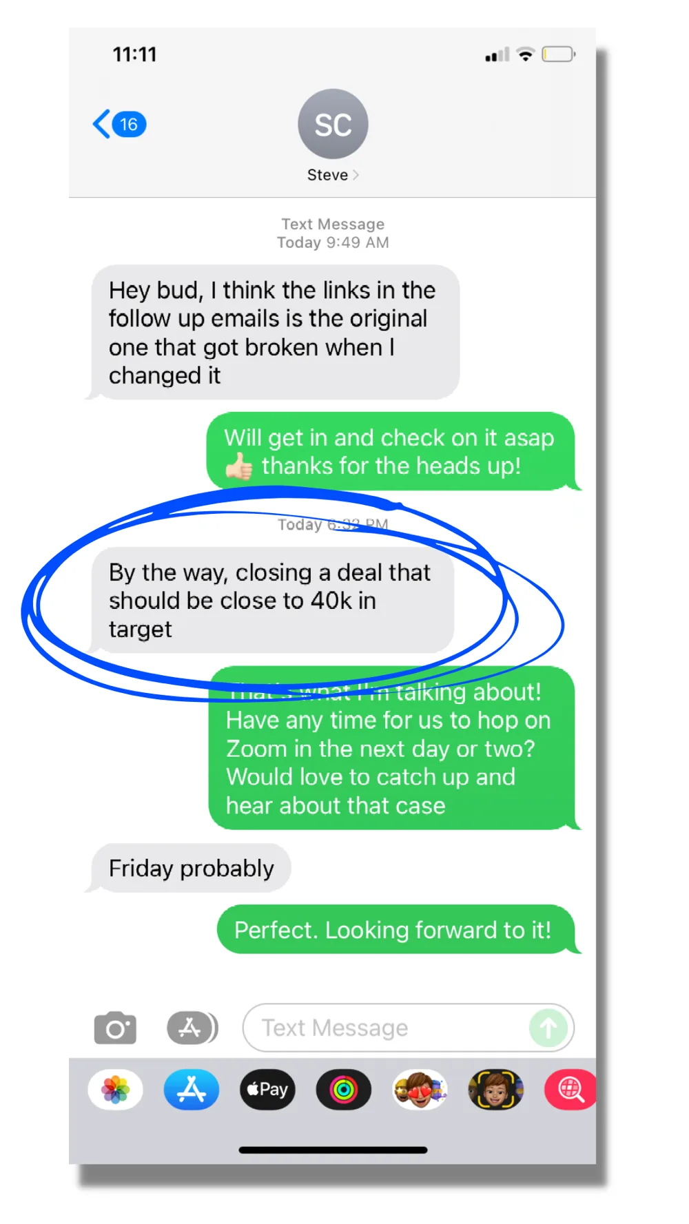 Screenshot: Closing a deal that should be close to 40K in target.