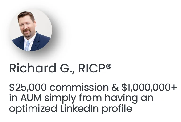 Screenshot: No outbound at all. The optimised profile did it: $25,000 plus $1M+ AUM.
